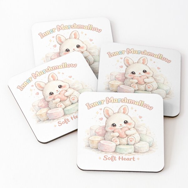 Item preview, Inner Marshmallow Bunny Soft Heart Watercolor Aesthetic Cute Design designed and sold by StickyDelights.