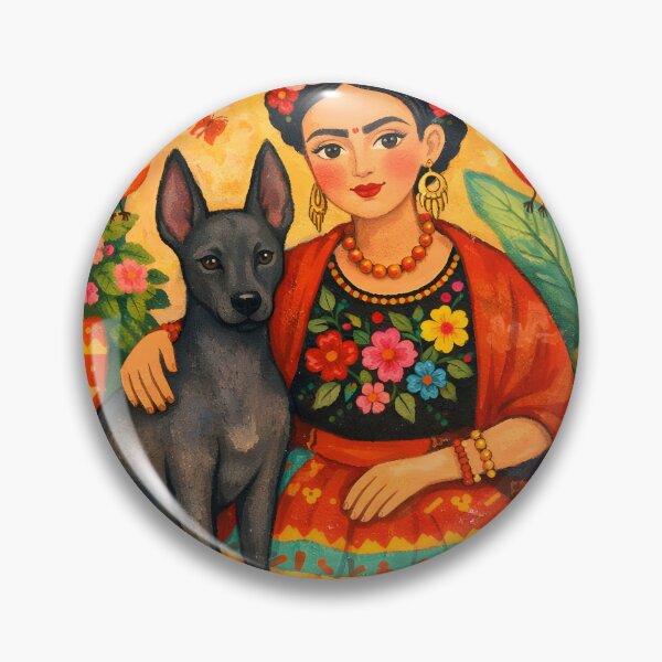 Item preview, Best Dog Mum Ever Cute Folk Art Dog Lover Gift Xolo Frida Kahlo designed and sold by SoniaSarkali.