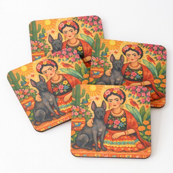 Item preview, Best Dog Mum Ever Cute Folk Art Dog Lover Gift Xolo Frida Kahlo designed and sold by SoniaSarkali.