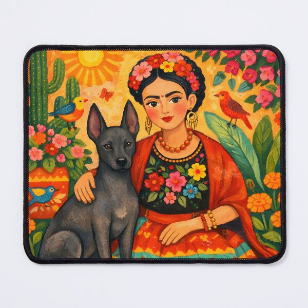 Item preview, Best Dog Mum Ever Cute Folk Art Dog Lover Gift Xolo Frida Kahlo designed and sold by SoniaSarkali.