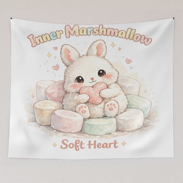 Item preview, Inner Marshmallow Bunny Soft Heart Watercolor Aesthetic Cute Design designed and sold by StickyDelights.