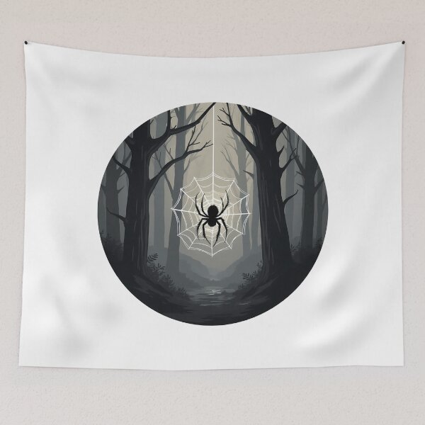 Item preview, Spooky Spider in Dark Forest | Gothic Nature Circle Art designed and sold by DesignsByDessie.