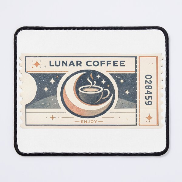 Item preview, Vibrant lunar coffee ticket with steaming cup and crescent moon design designed and sold by Creative88Art.