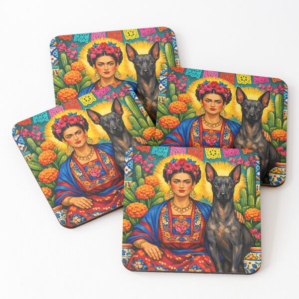 Item preview, Best Dog Mum Ever Cute Folk Art Dog Lover Gift Xolo Frida Kahlo designed and sold by SoniaSarkali.