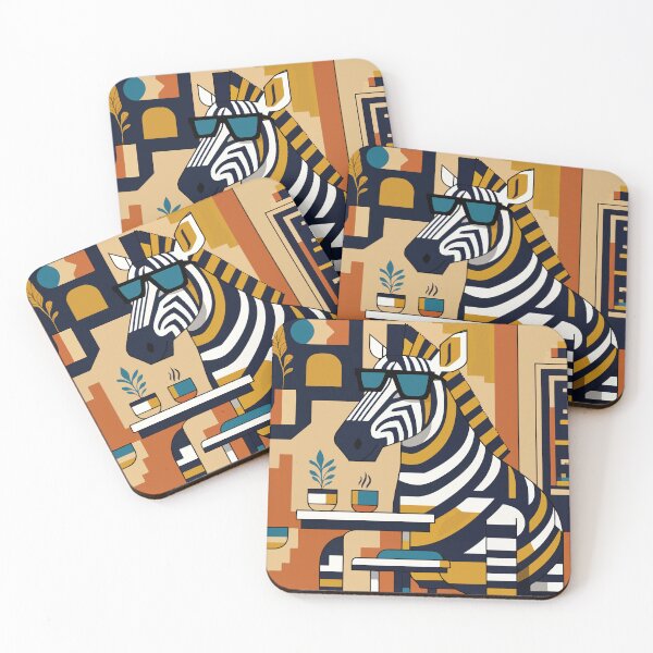 Artikelvorschau, Retro-Zebra-Kaffee-Illustration – Tierkunst im Mid-Century-Modern-Stil für Kaffeeliebhaber entworfen und verkauft von YN_Designs.