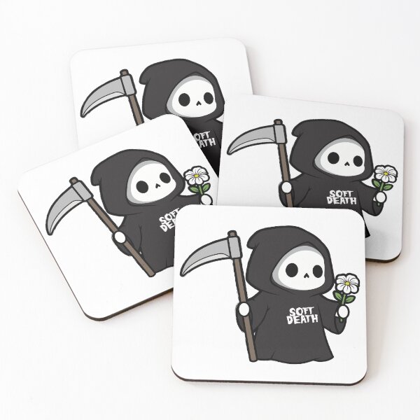 Item preview, Cute Soft Death Grim Reaper Holding Flower Cartoon Illustration designed and sold by Oblique21.