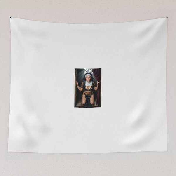 Item preview, Nun in black gold bikini by red velvet curtain designed and sold by CathryneDelamort.