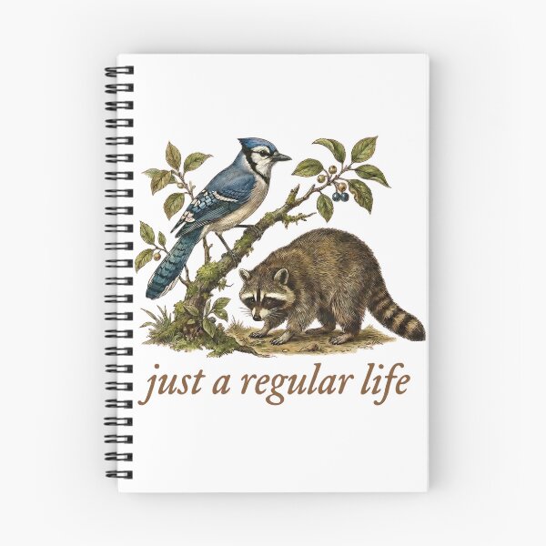 Item preview, Just a Regular Life Blue Jay and Raccoon Nature Illustration designed and sold by VGAfanatic.