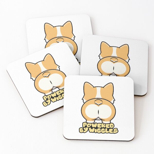 Item preview, Funny Cute Dog Butt Cartoon Illustration with Quote Powered by Wiggles designed and sold by Oblique21.