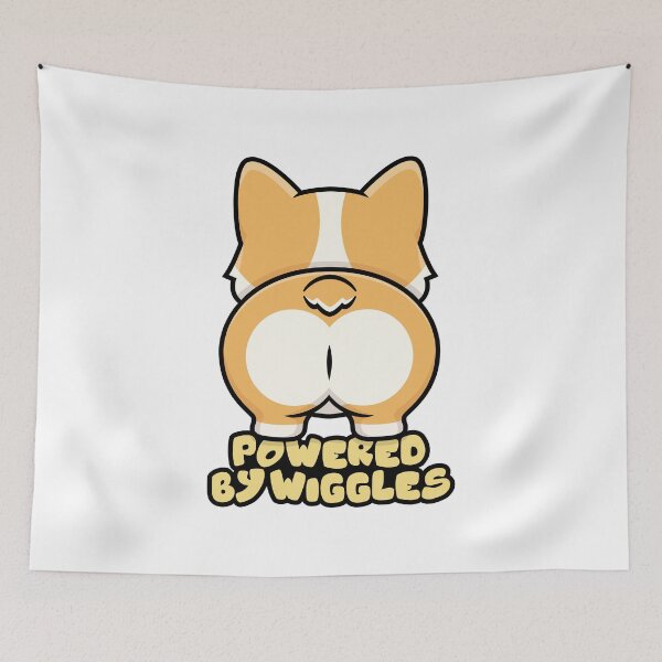 Item preview, Funny Cute Dog Butt Cartoon Illustration with Quote Powered by Wiggles designed and sold by Oblique21.