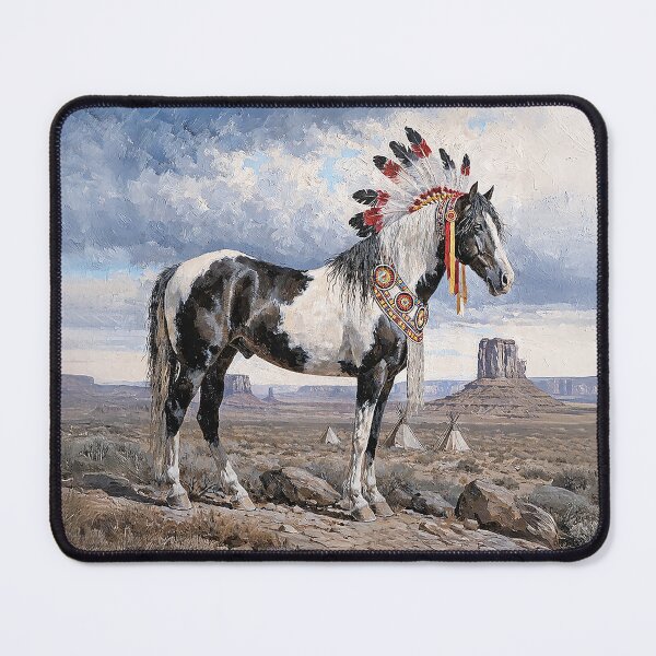 Item preview, Horse Black Paint Native American Throw Blanket designed and sold by candiscamera.