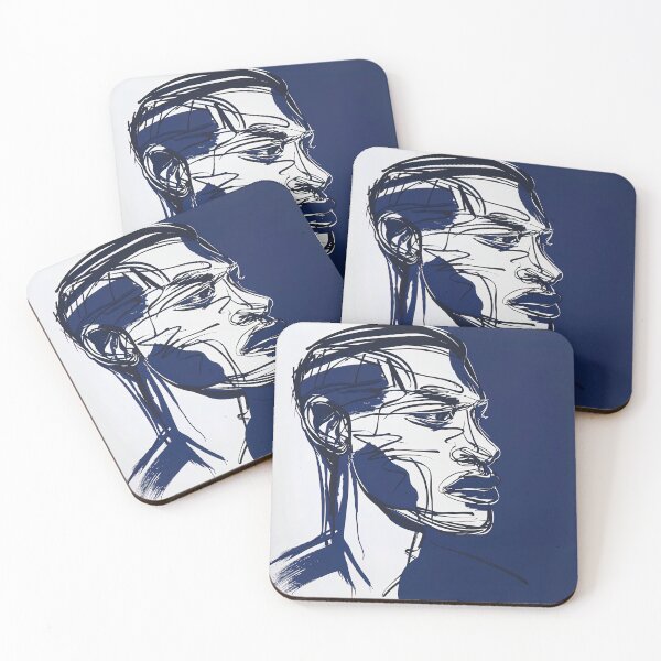 Item preview, Botswanan man, portrait - Blue Abstract Art designed and sold by shadow-bloom.