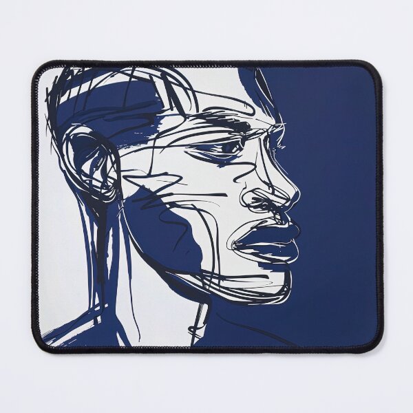 Item preview, Botswanan man, portrait - Blue Abstract Art designed and sold by shadow-bloom.
