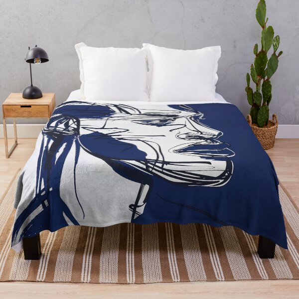 Item preview, Botswanan man, portrait - Blue Abstract Art designed and sold by shadow-bloom.