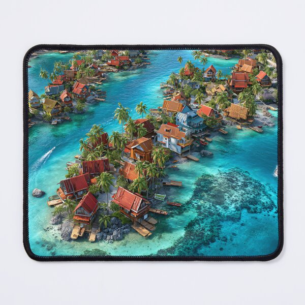 Item preview, Aerial view of colorful islands with vibrant houses designed and sold by Artessie.