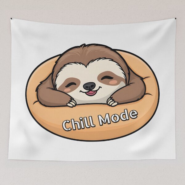 Item preview, Chill Mode | Cute Kawaii Sleeping Sloth on Beanbag designed and sold by DesignsByDessie.