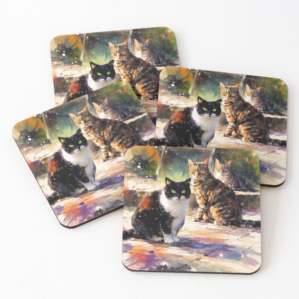 Item preview, Colorful Cats in Sunlit Garden designed and sold by cuprum.