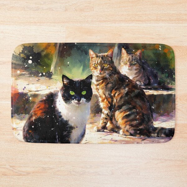 Item preview, Colorful Cats in Sunlit Garden designed and sold by cuprum.