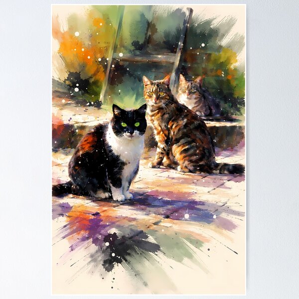 Item preview, Colorful Cats in Sunlit Garden designed and sold by cuprum.