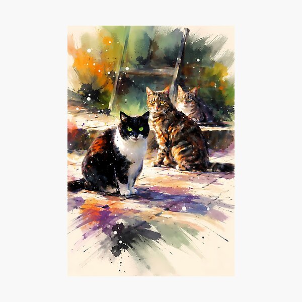 Item preview, Colorful Cats in Sunlit Garden designed and sold by cuprum.