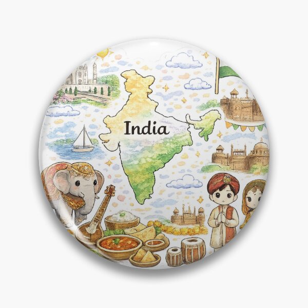 Item preview, Cute Kawaii India Map Illustration designed and sold by MIArt Studio.