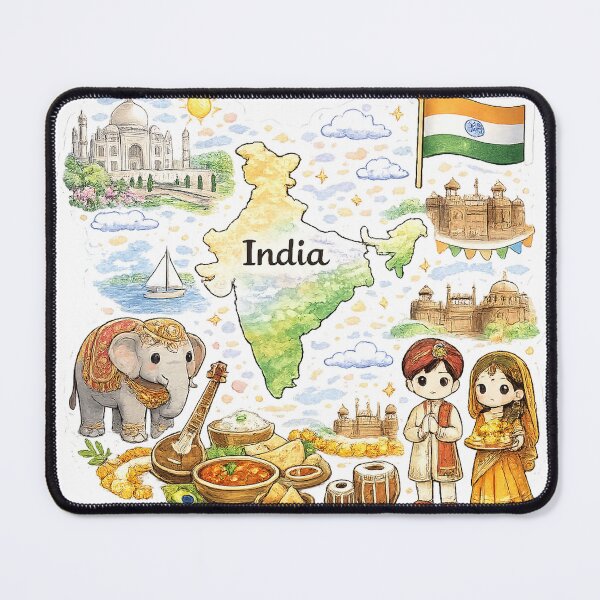 Item preview, Cute Kawaii India Map Illustration designed and sold by MIArt Studio.