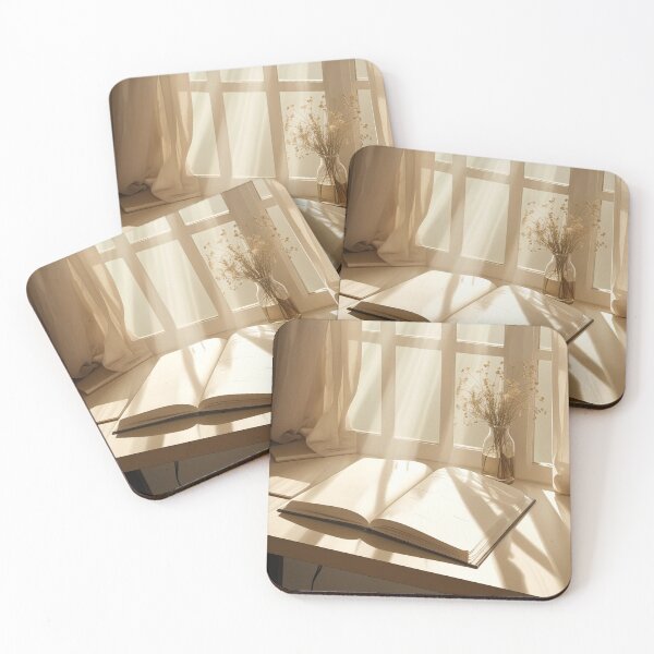 Item preview, Golden Hour Study Nook — Light Academia Interior Art Print designed and sold by semenol.