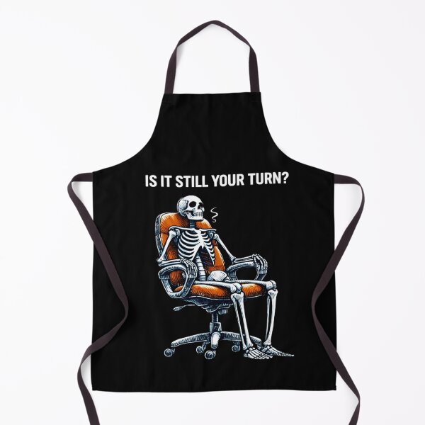 Item preview, Is It Still Your Turn? Funny Skeleton In Office Chair Dark Humor t shirt designed and sold by VibeOffline Studio.