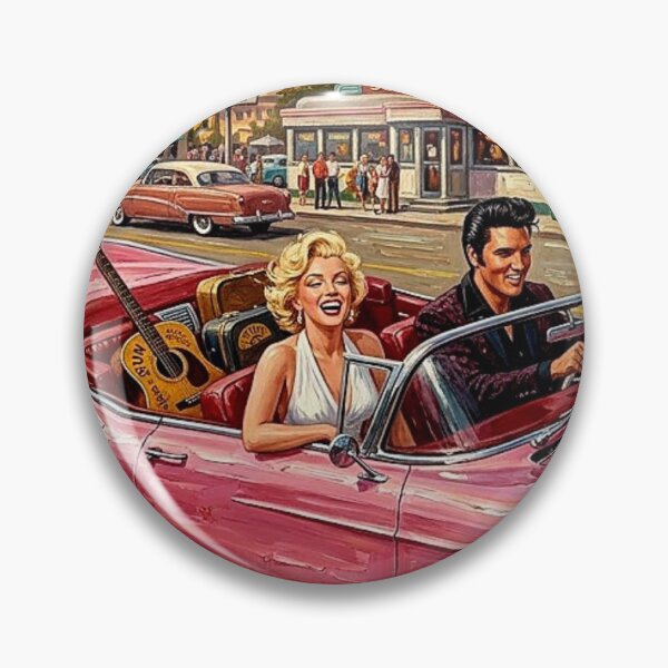 Item preview, Sunset Boulevard Cruising: Elvis & Marilyn Pink Cadillac Impasto designed and sold by Art's Diner.