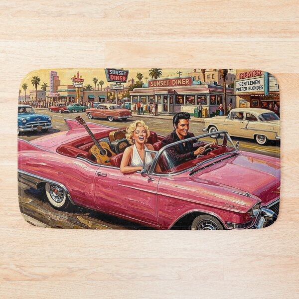 Item preview, Sunset Boulevard Cruising: Elvis & Marilyn Pink Cadillac Impasto designed and sold by Art's Diner.