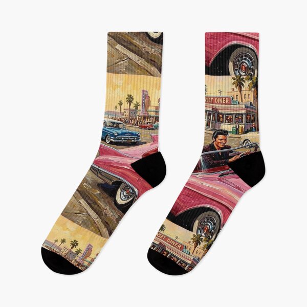 Item preview, Sunset Boulevard Cruising: Elvis & Marilyn Pink Cadillac Impasto designed and sold by Art's Diner.