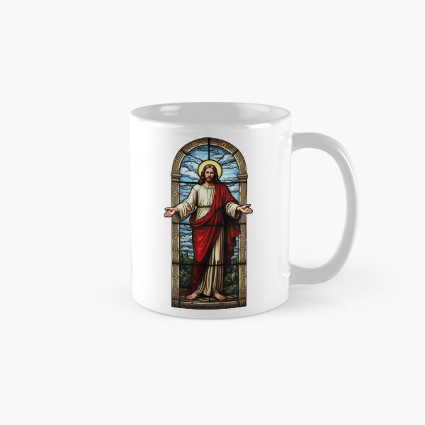 Item preview, Jesus With Open Arms - Antique Stained Glass Christian Art designed and sold by Pastor Reeves Studio.