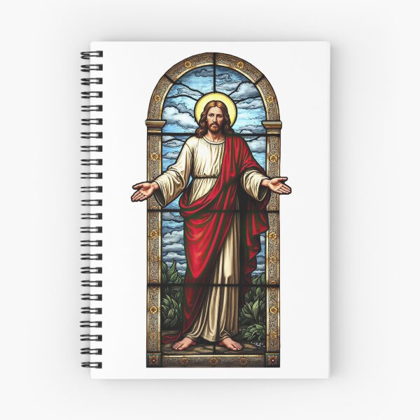 Item preview, Jesus With Open Arms - Antique Stained Glass Christian Art designed and sold by Pastor Reeves Studio.