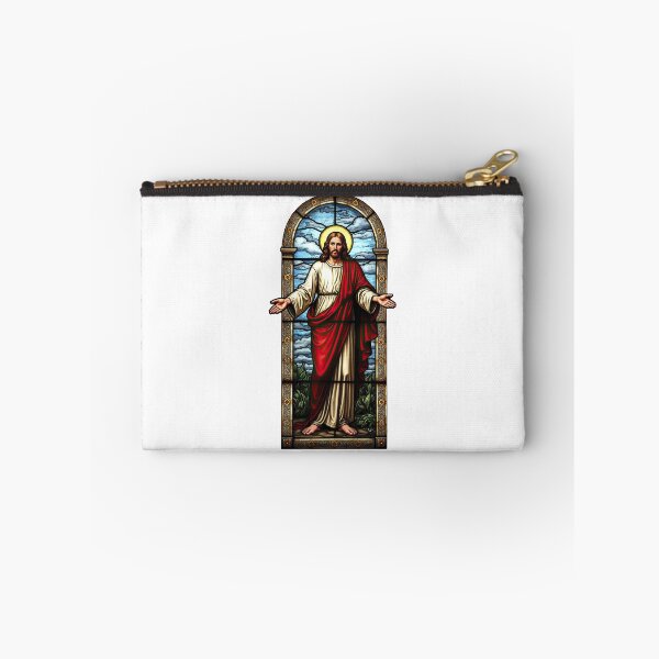 Item preview, Jesus With Open Arms - Antique Stained Glass Christian Art designed and sold by Pastor Reeves Studio.