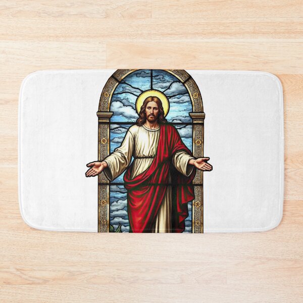 Item preview, Jesus With Open Arms - Antique Stained Glass Christian Art designed and sold by Pastor Reeves Studio.