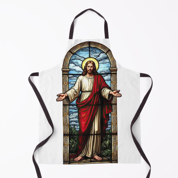Item preview, Jesus With Open Arms - Antique Stained Glass Christian Art designed and sold by Pastor Reeves Studio.