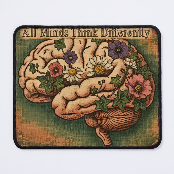 Item preview, All Minds Think Differently - Neurodiversity Brain Art designed and sold by Wonderful World of Whimsy.