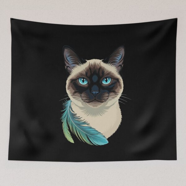 Item preview, Siamese Cat Feather Boho Siamese Cat Lover designed and sold by CORJIDOG-ART.