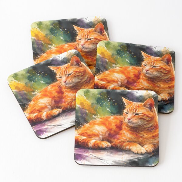 Item preview, Relaxed Ginger Cat with Splashes designed and sold by cuprum.