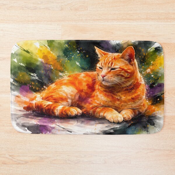 Item preview, Relaxed Ginger Cat with Splashes designed and sold by cuprum.