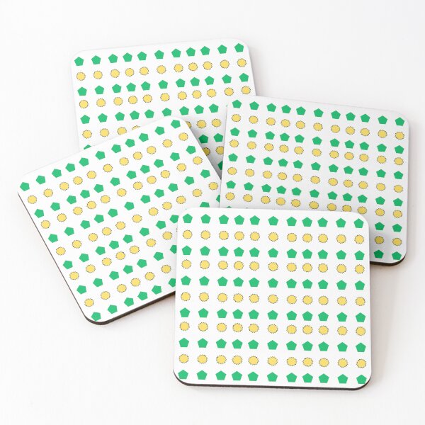 Item preview, Yellow Stars and Green Pentagons on White background pattern designed and sold by fev-rocks.
