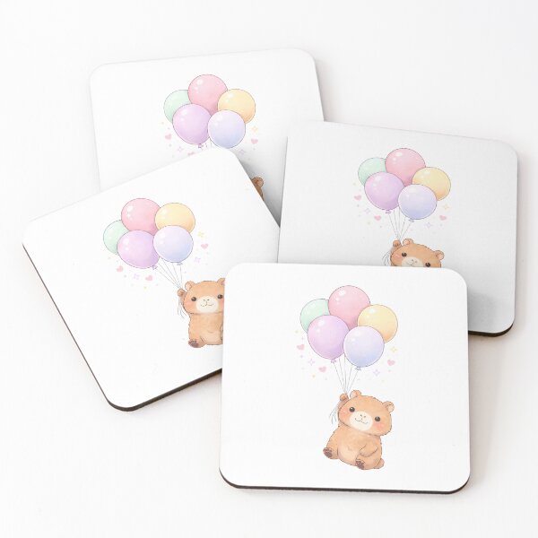 Item preview, Cute Floating Capybara – Kawaii Pastel Capybara with Balloons | Honey Pastel designed and sold by Honey-Pastel.