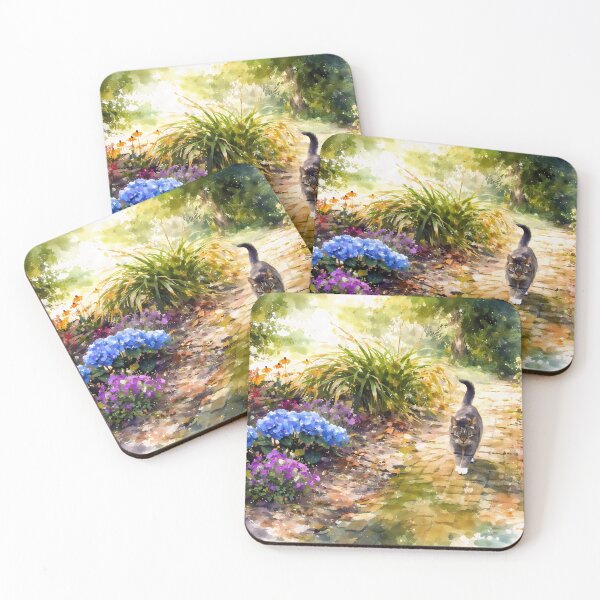 Item preview, Cat Strolling in Vibrant Garden designed and sold by cuprum.