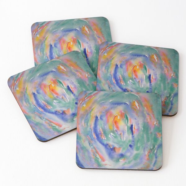 Item preview, Abstract parrot pink and cobalt blue spring circle watercolor designed and sold by JocelynLorraine.
