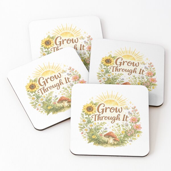Item preview, Grow Through It – Inspirational Floral Watercolor Quote Design designed and sold by Nusha Creations.