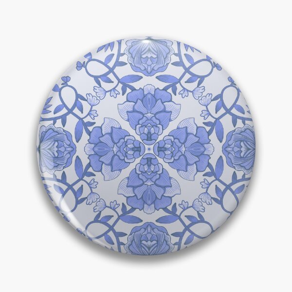 Item preview, Blue Chinoiserie Floral Kaleidoscope Pattern - Elegant Delft Style designed and sold by Daniela Vargas Ilustra.