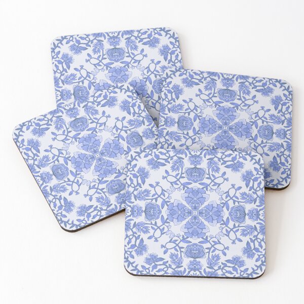 Item preview, Blue Chinoiserie Floral Kaleidoscope Pattern - Elegant Delft Style designed and sold by Daniela Vargas Ilustra.