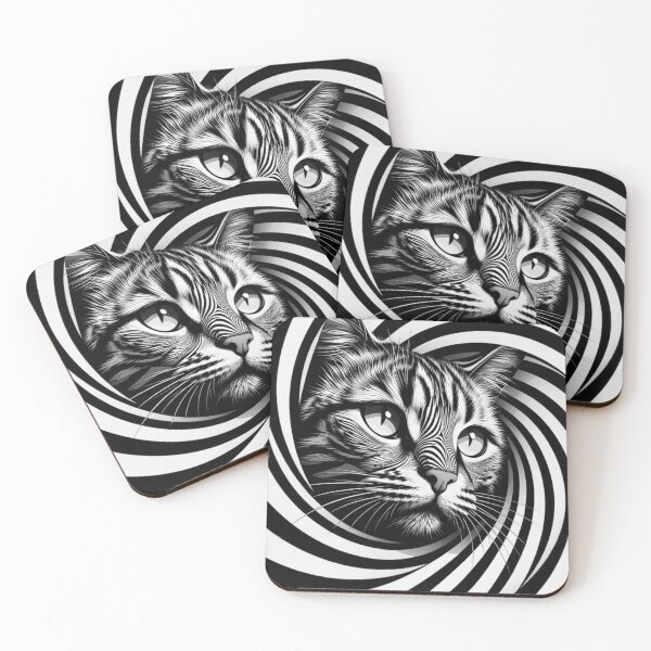 Item preview, Hidden Cat Spiral Optical Illusion – Hypnotic Black and White Design designed and sold by Bittor18.