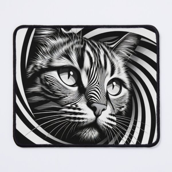 Item preview, Hidden Cat Spiral Optical Illusion – Hypnotic Black and White Design designed and sold by Bittor18.