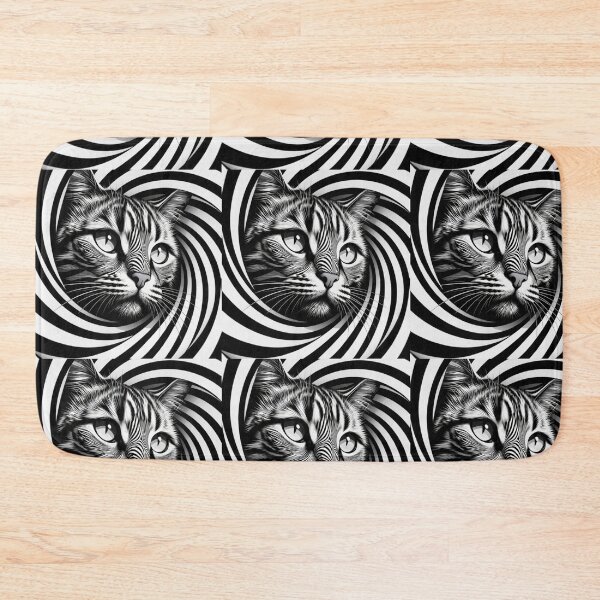 Item preview, Hidden Cat Spiral Optical Illusion – Hypnotic Black and White Design designed and sold by Bittor18.